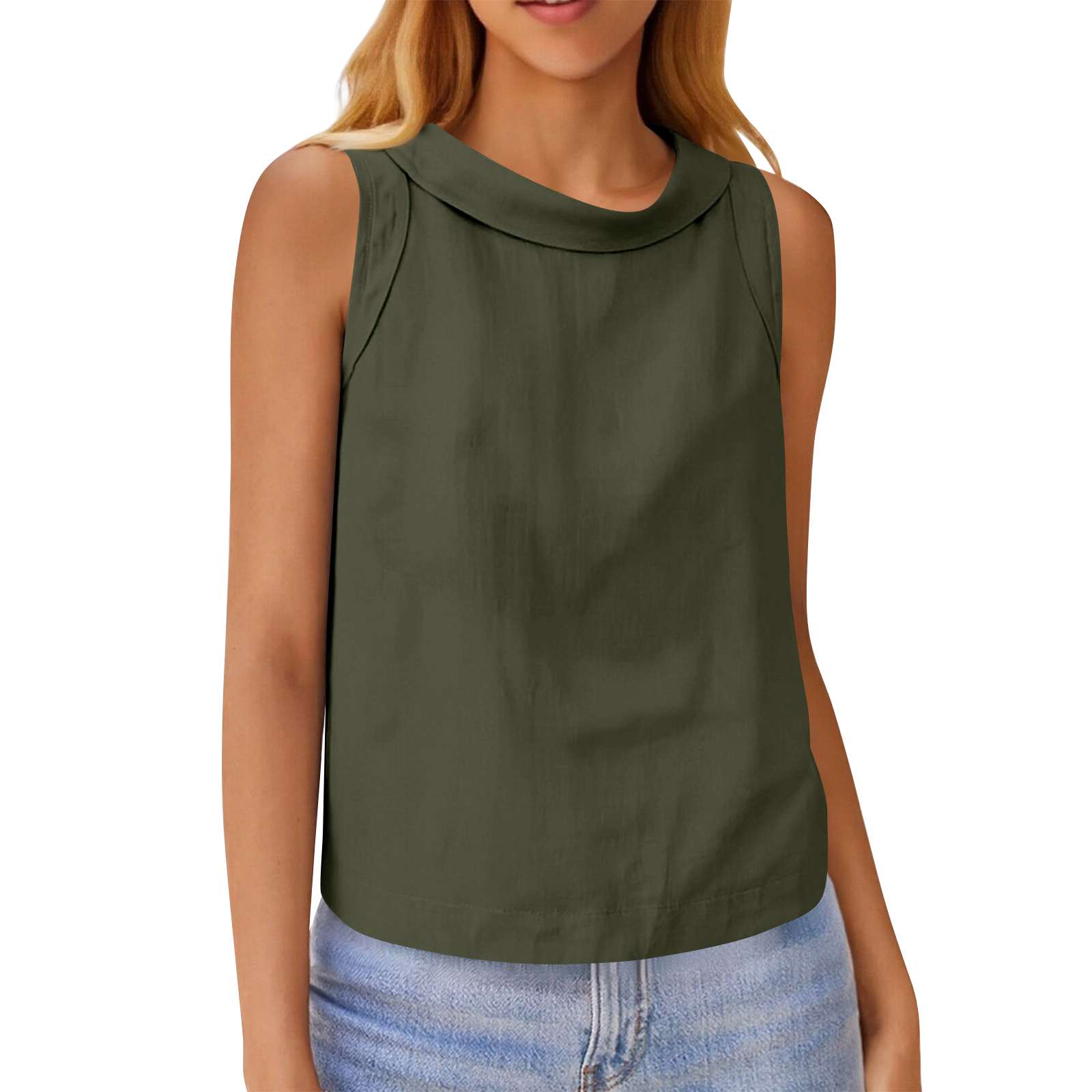 Crop Blouse Linen - Tank Top Blouse Tee Cotton Linen