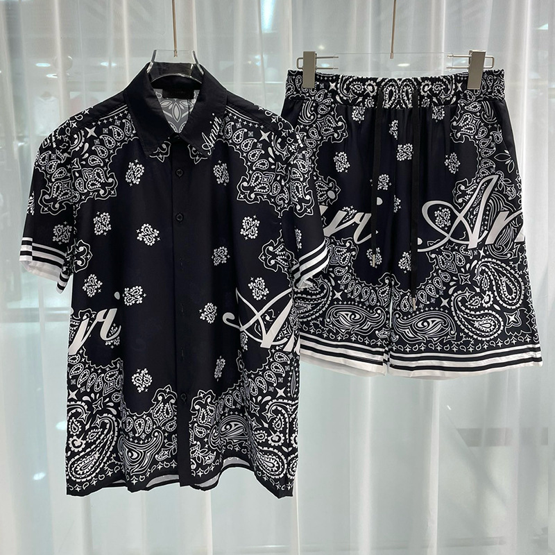Summer Clothing Sets - Hawaiian mens royal luxury shorts set,2-piece
