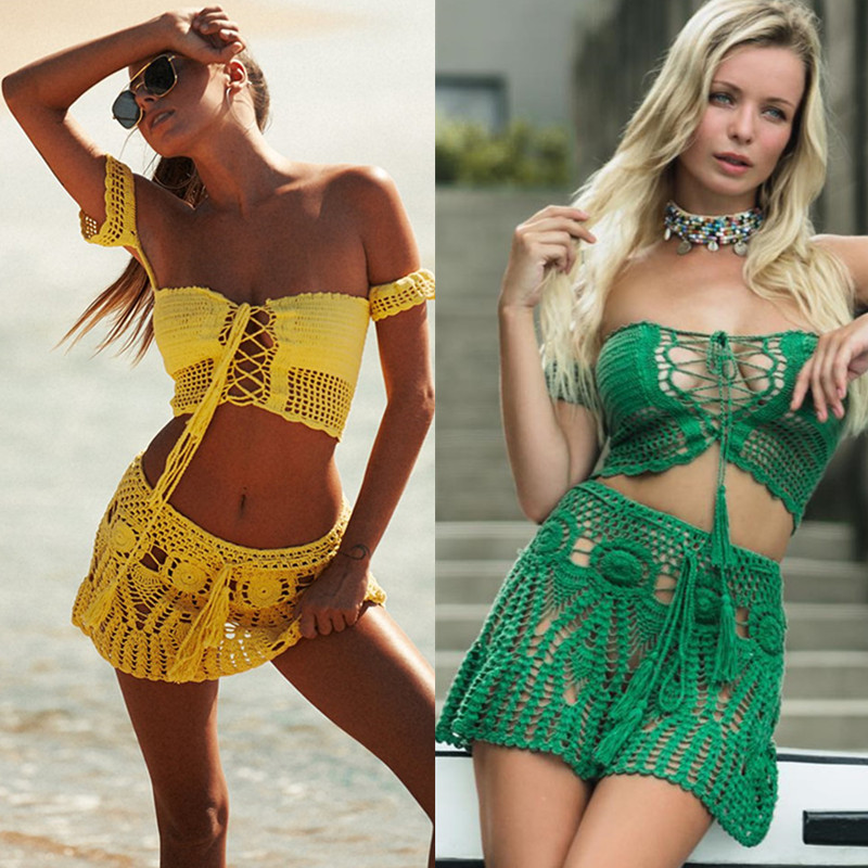Hand Crochet Florens Skirt Wom - Sarong Pareo Wrap บทวิจารณ์และราคา