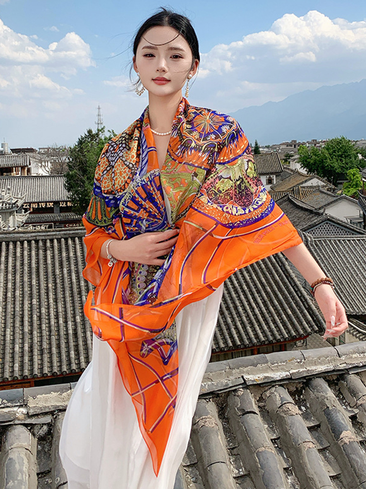 New Elegant Women Silk Scarf V - Sarong Pareo Wrap บทวิจารณ์และราคา