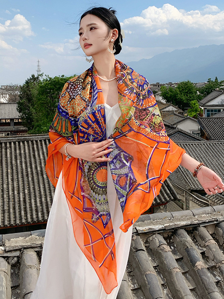 New Elegant Women Silk Scarf V - Sarong Pareo Wrap บทวิจารณ์และราคา