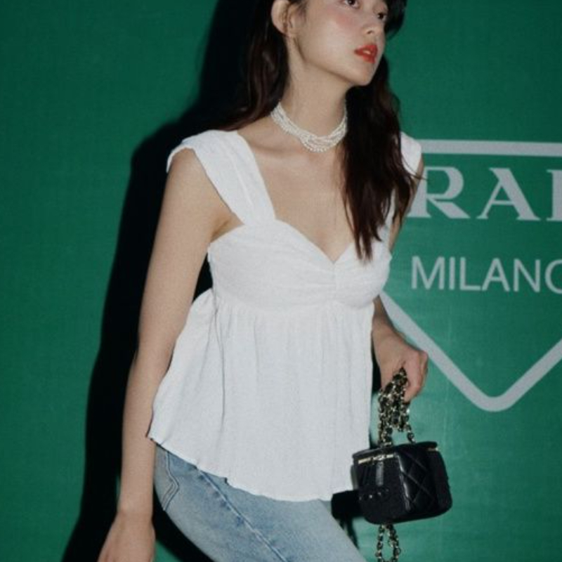 Sleeveless Blouses Women Backl - Crop Blouse Linen บทวิจารณ์และราคา