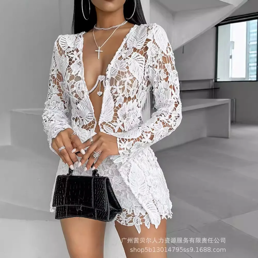 Women Sexy Short Sets Hollow O - Summer Clothing Linen บทวิจารณ์และราคา