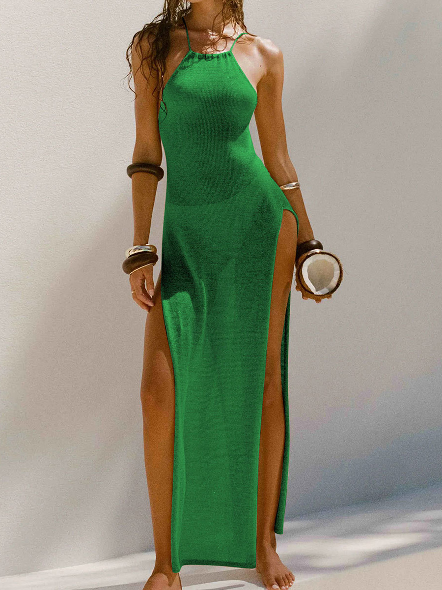 Sexy High Slit Crochet Knitted - Sarong Pareo Wrap บทวิจารณ์และราคา