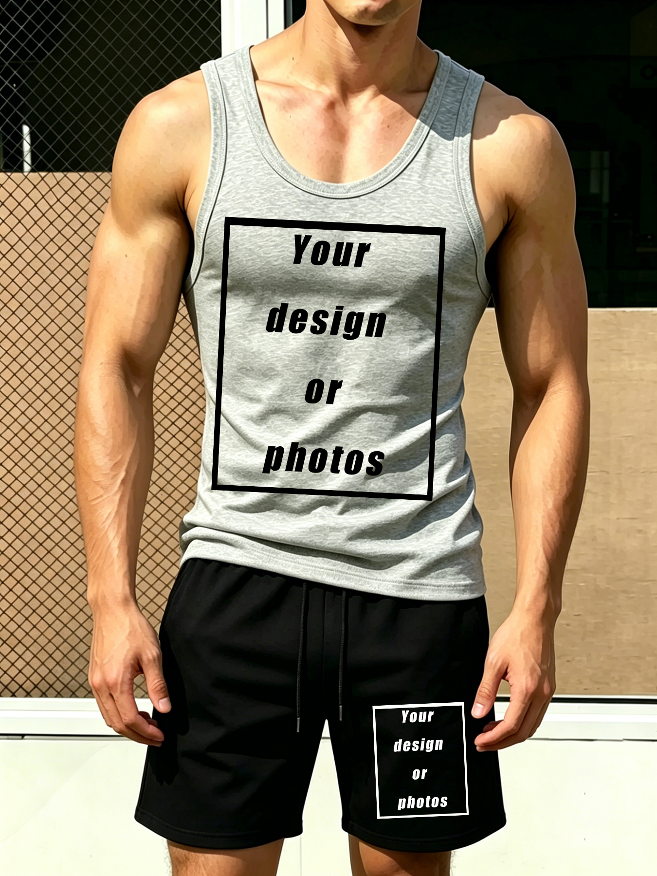 Men's Sports Tank Top Set Shor - Summer Clothing Sets Men บทวิจารณ์และราคา