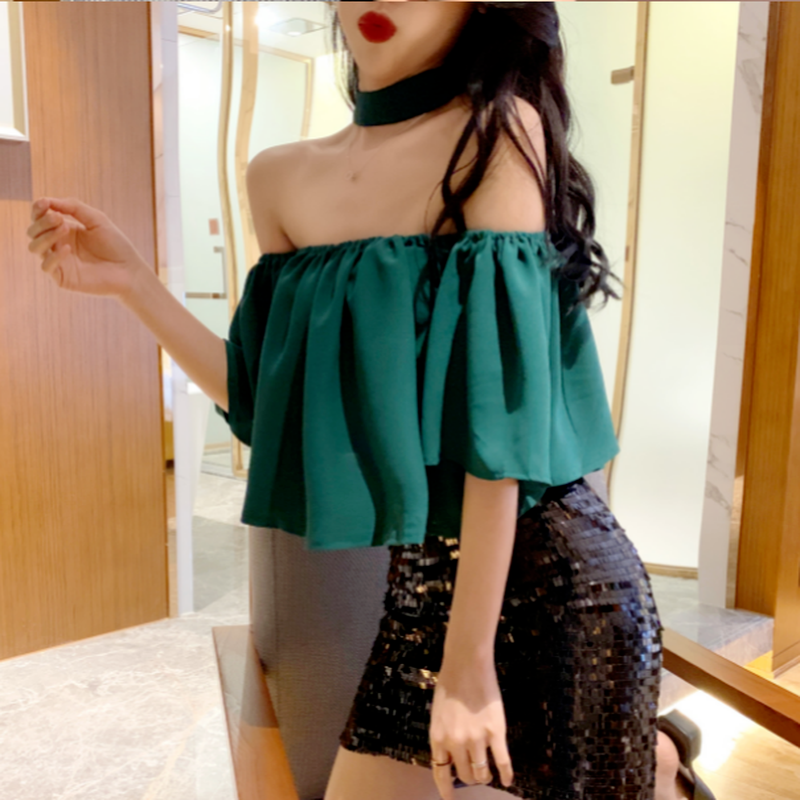Blouses Women Slash Neck Off-s - Crop Blouse Linen บทวิจารณ์และราคา