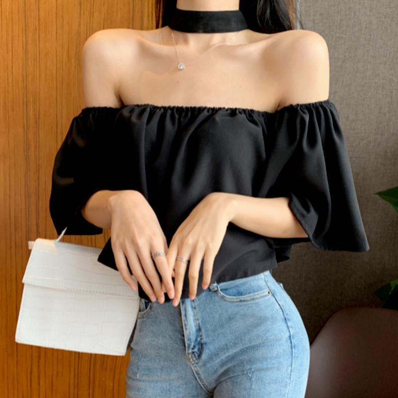 Blouses Women Slash Neck Off-s - Crop Blouse Linen บทวิจารณ์และราคา