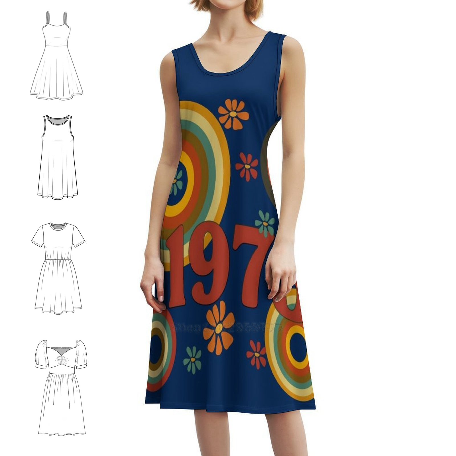 1973 Floral Smock Dress For Wo - Summer Clothing Vibes บทวิจารณ์และราคา