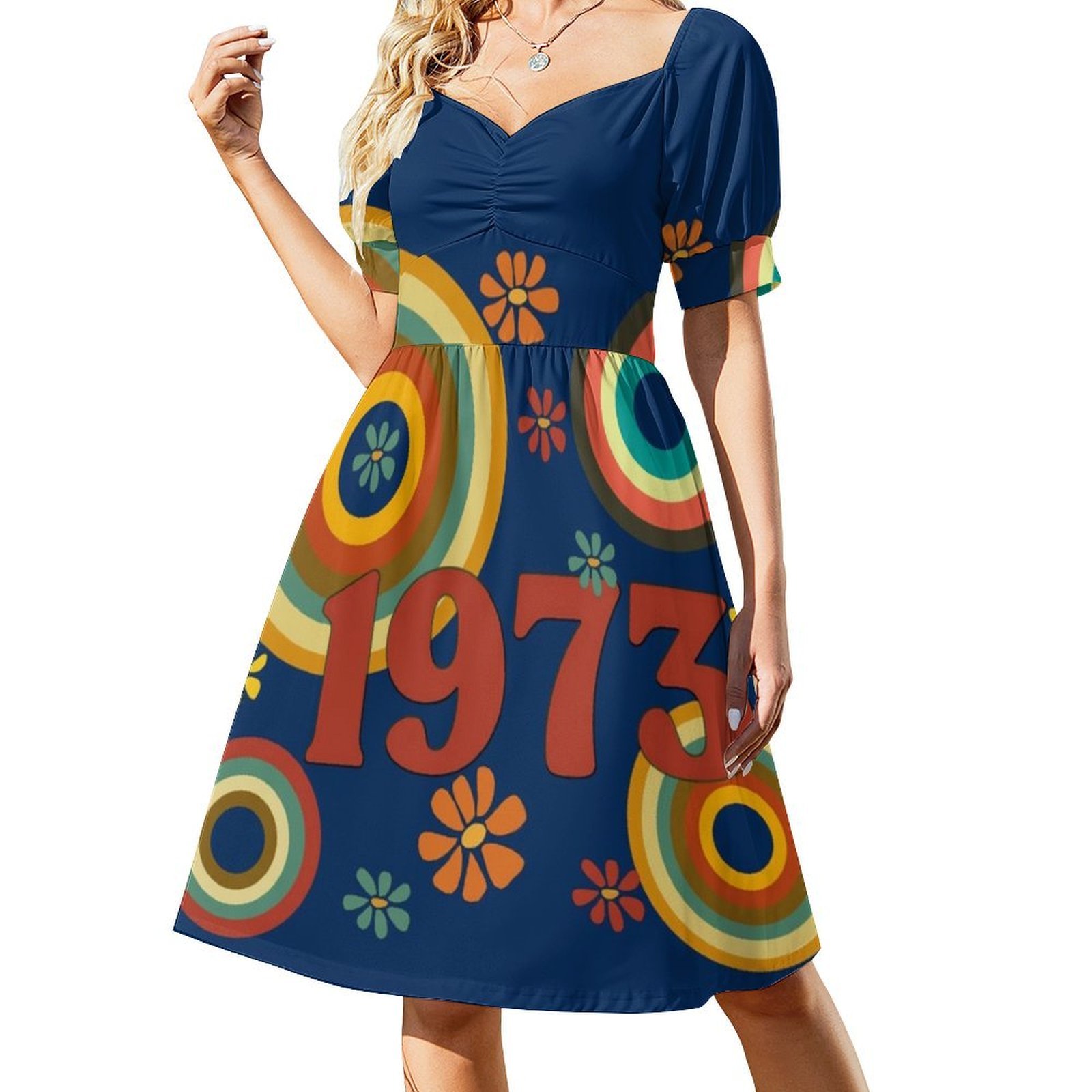 1973 Floral Smock Dress For Wo - Summer Clothing Vibes บทวิจารณ์และราคา