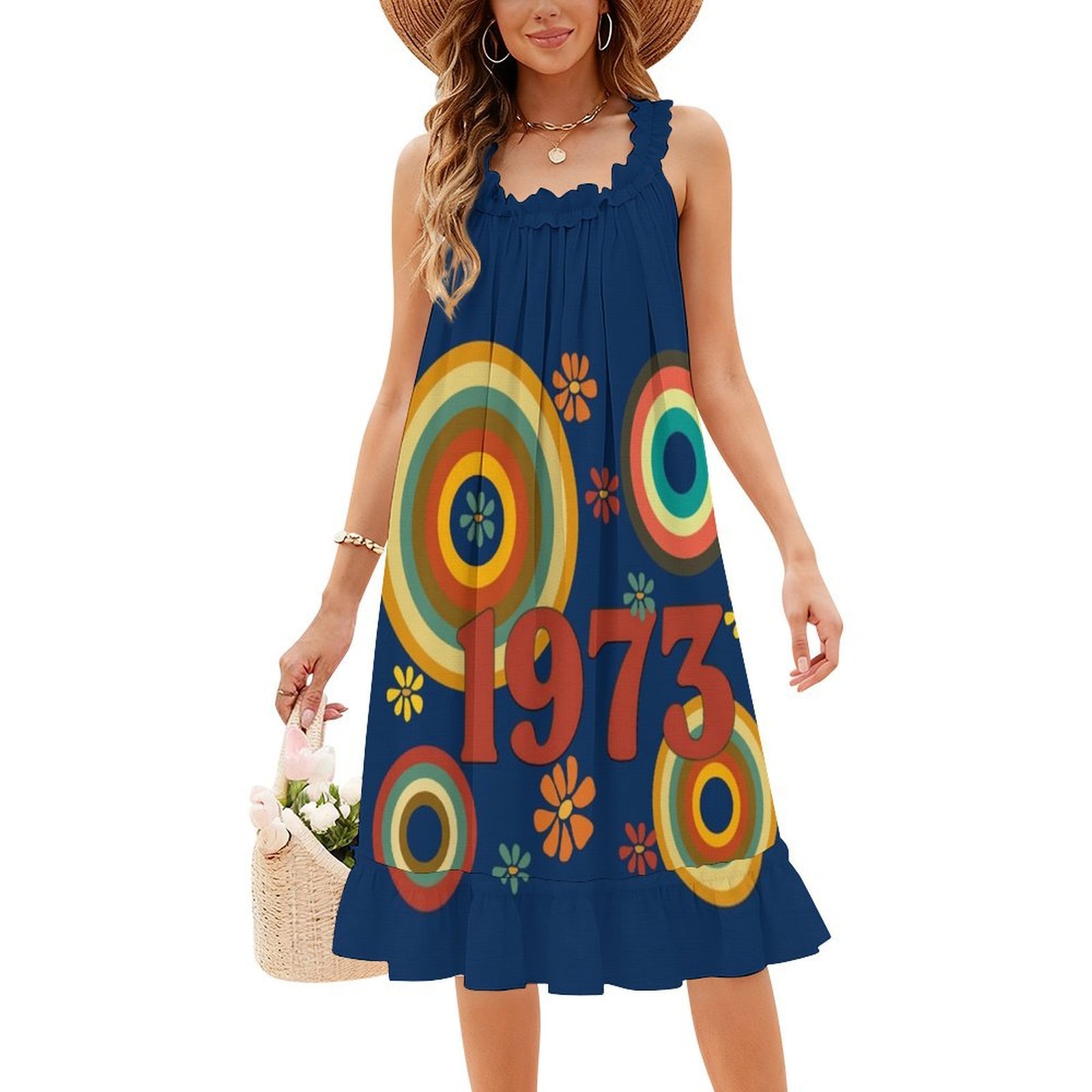 1973 Floral Smock Dress For Wo - Summer Clothing Vibes บทวิจารณ์และราคา