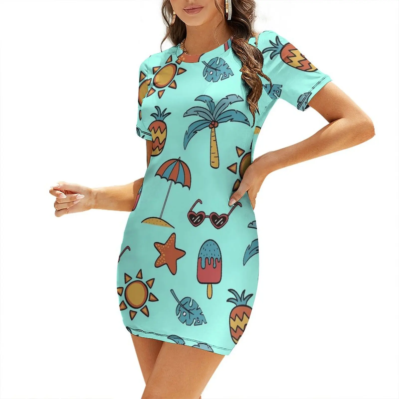 Summer vibes Short-Sleeved Dre - Summer Clothing Vibes บทวิจารณ์และราคา