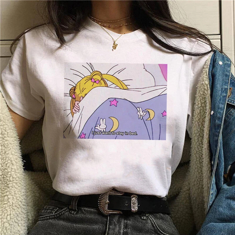 T Shirt 90s Anime Sailor Moon  - Summer Clothing Trends For Women บทวิจารณ์และราคา