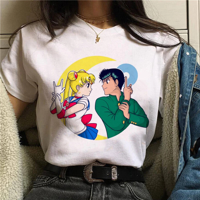 T Shirt 90s Anime Sailor Moon  - Summer Clothing Trends For Women บทวิจารณ์และราคา