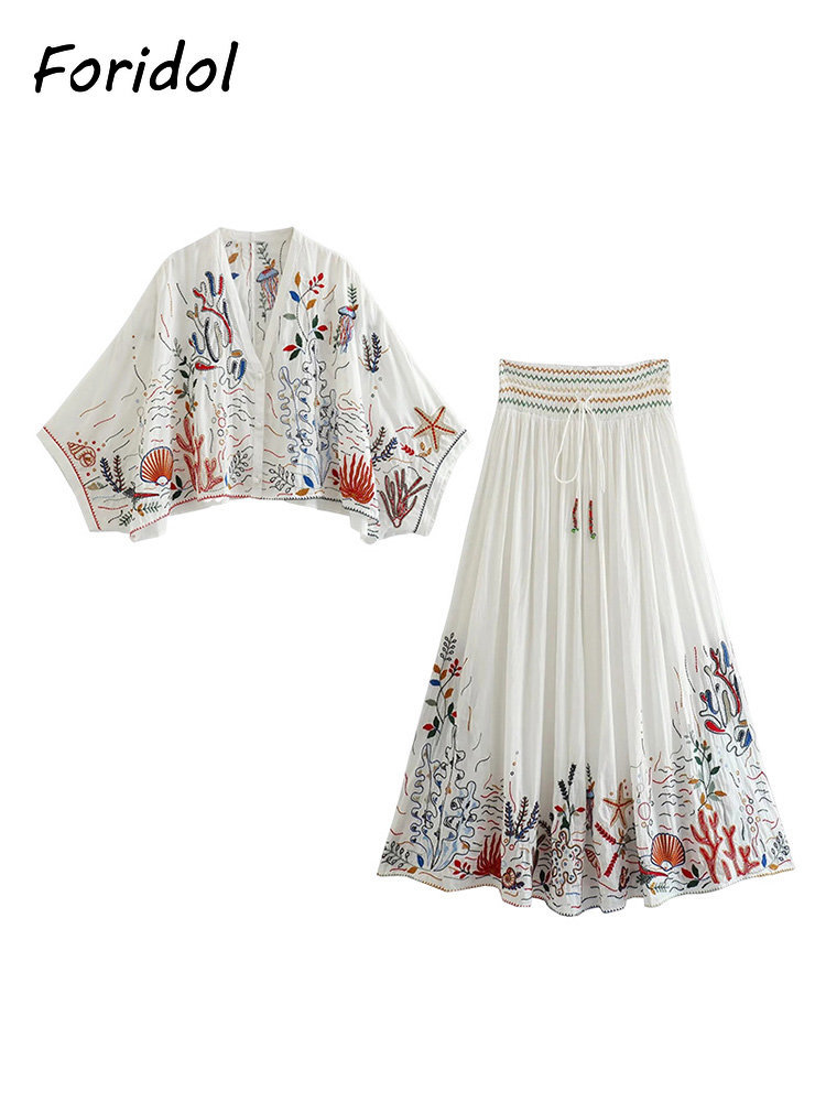 Foridol Marine Organism Embroi - Summer Clothing Linen บทวิจารณ์และราคา