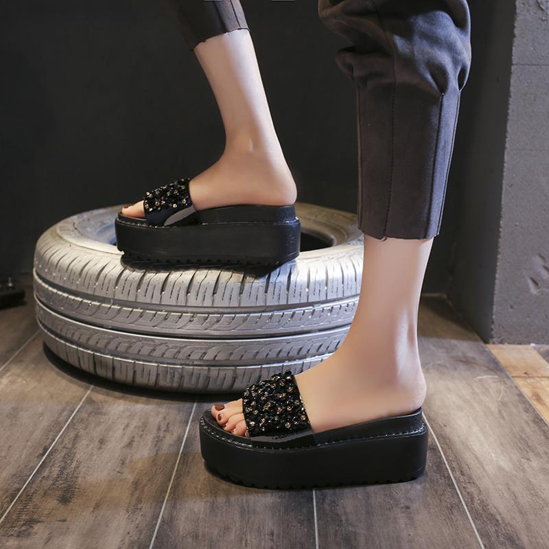 Sandals Black Woman Slippers R - Flip Flop Jeweled บทวิจารณ์และราคา