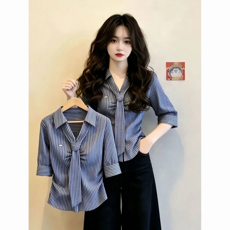 Polo Neck Lacing Short Sleeve  - Summer Clothing Trends For Women บทวิจารณ์และราคา