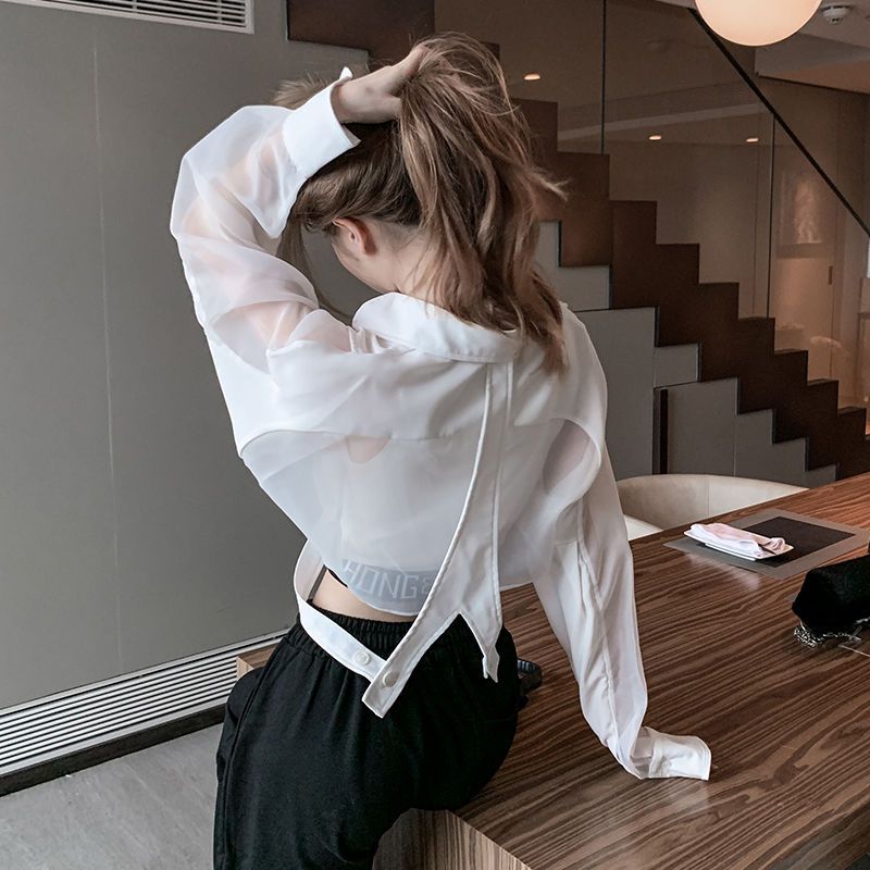 Shirts Women Retro Chic Patchw - Crop Blouse Linen บทวิจารณ์และราคา