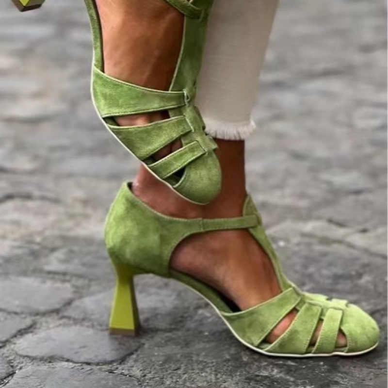 Women's Green Suede Kitten Hee - Summer Clothing Modest บทวิจารณ์และราคา