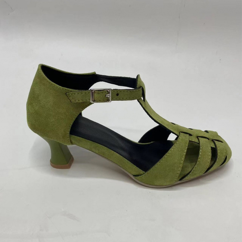 Women's Green Suede Kitten Hee - Summer Clothing Modest บทวิจารณ์และราคา
