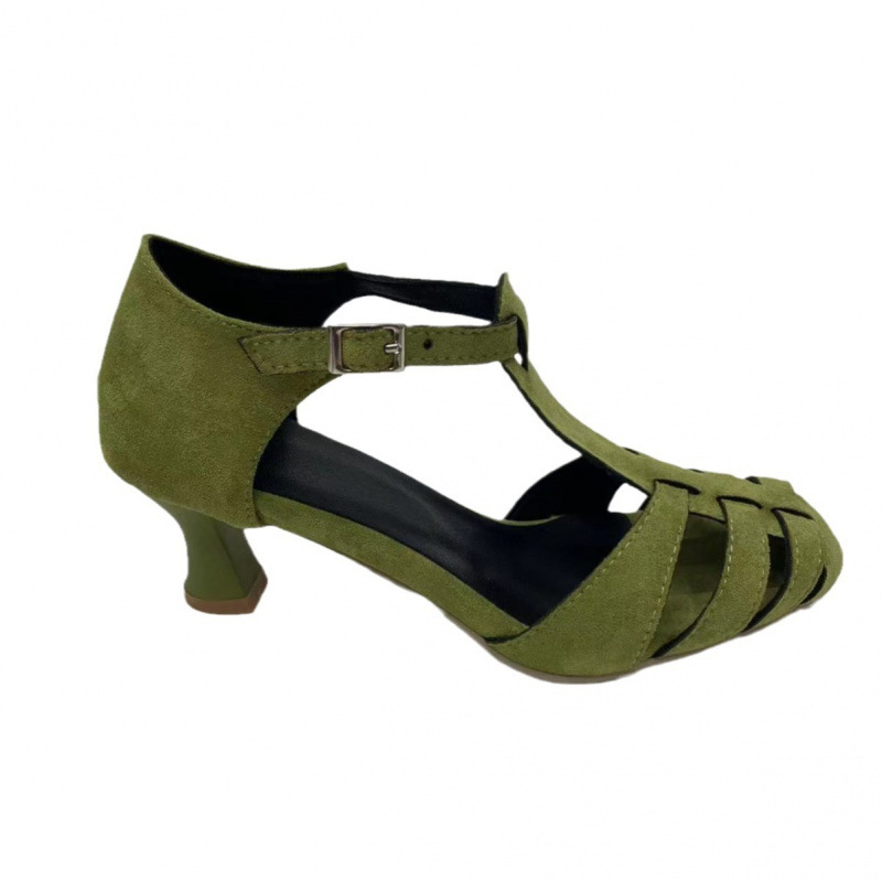 Women's Green Suede Kitten Hee - Summer Clothing Modest บทวิจารณ์และราคา