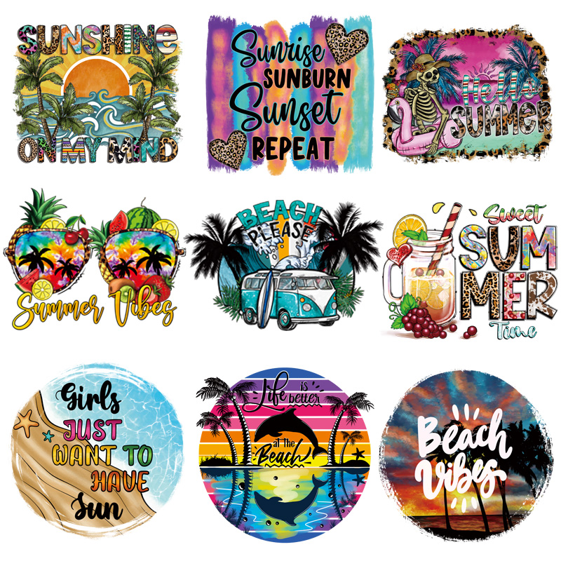 Summer Vibes Iron On Patches H - Summer Clothing Pictures บทวิจารณ์และราคา