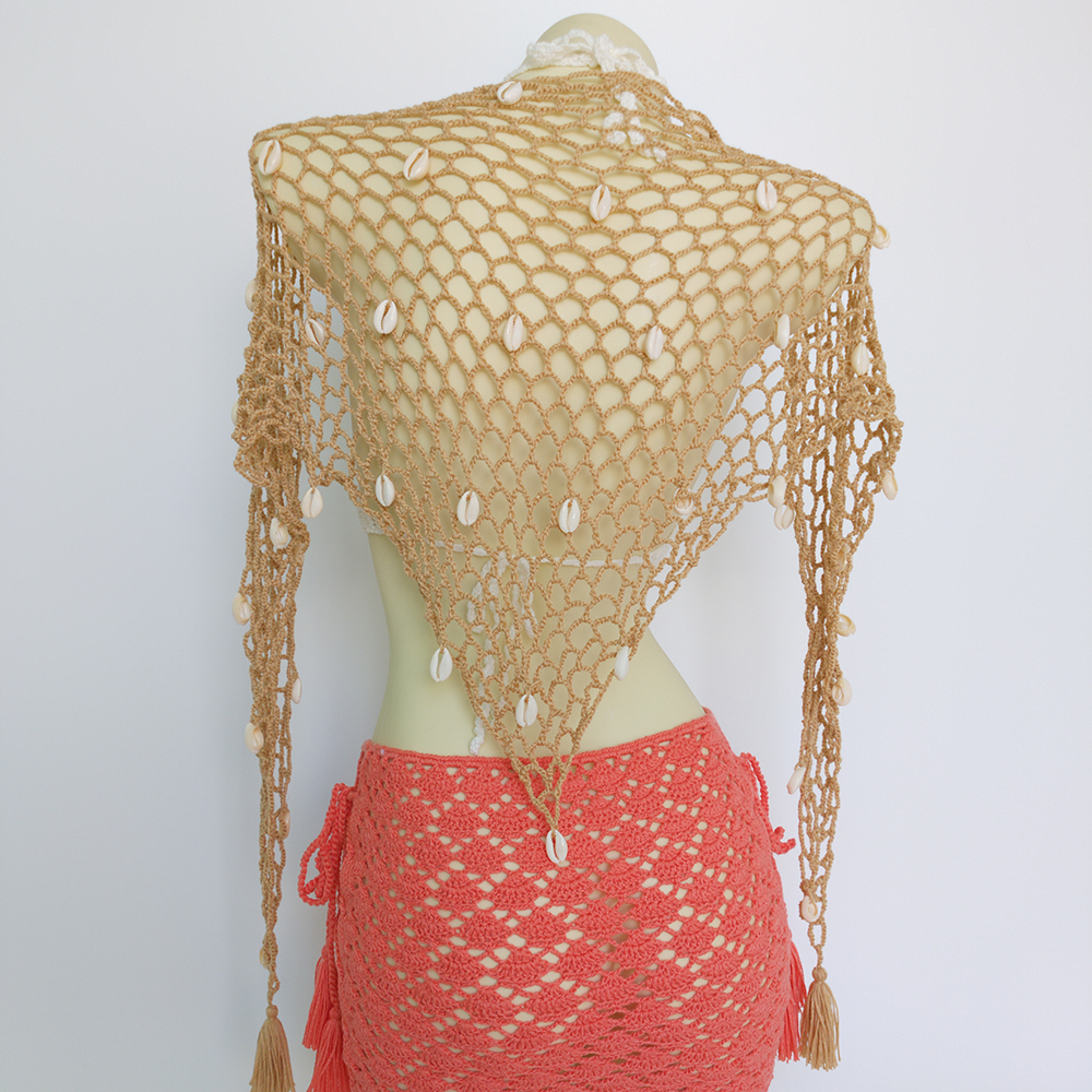 Women Triangle Shawl With Seas - Sarong Pareo Wrap บทวิจารณ์และราคา