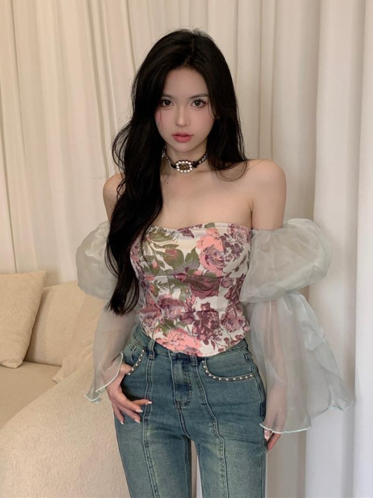 Women Crop Blouses Slash Neck  - Crop Blouse Linen บทวิจารณ์และราคา