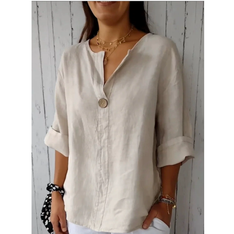 Plus Size Women's V-Neck Cotto - Summer Clothing Linen บทวิจารณ์และราคา
