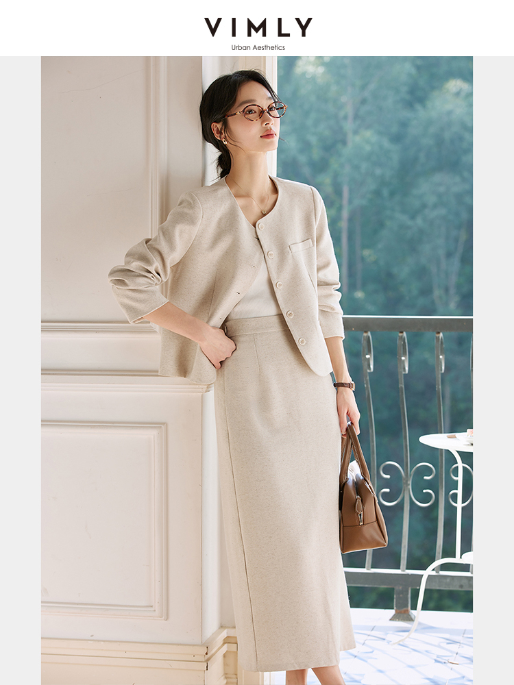 VIMLY Oatmeal Linen Cropped Ja - Summer Clothing Linen บทวิจารณ์และราคา
