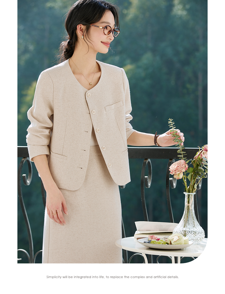 VIMLY Oatmeal Linen Cropped Ja - Summer Clothing Linen บทวิจารณ์และราคา