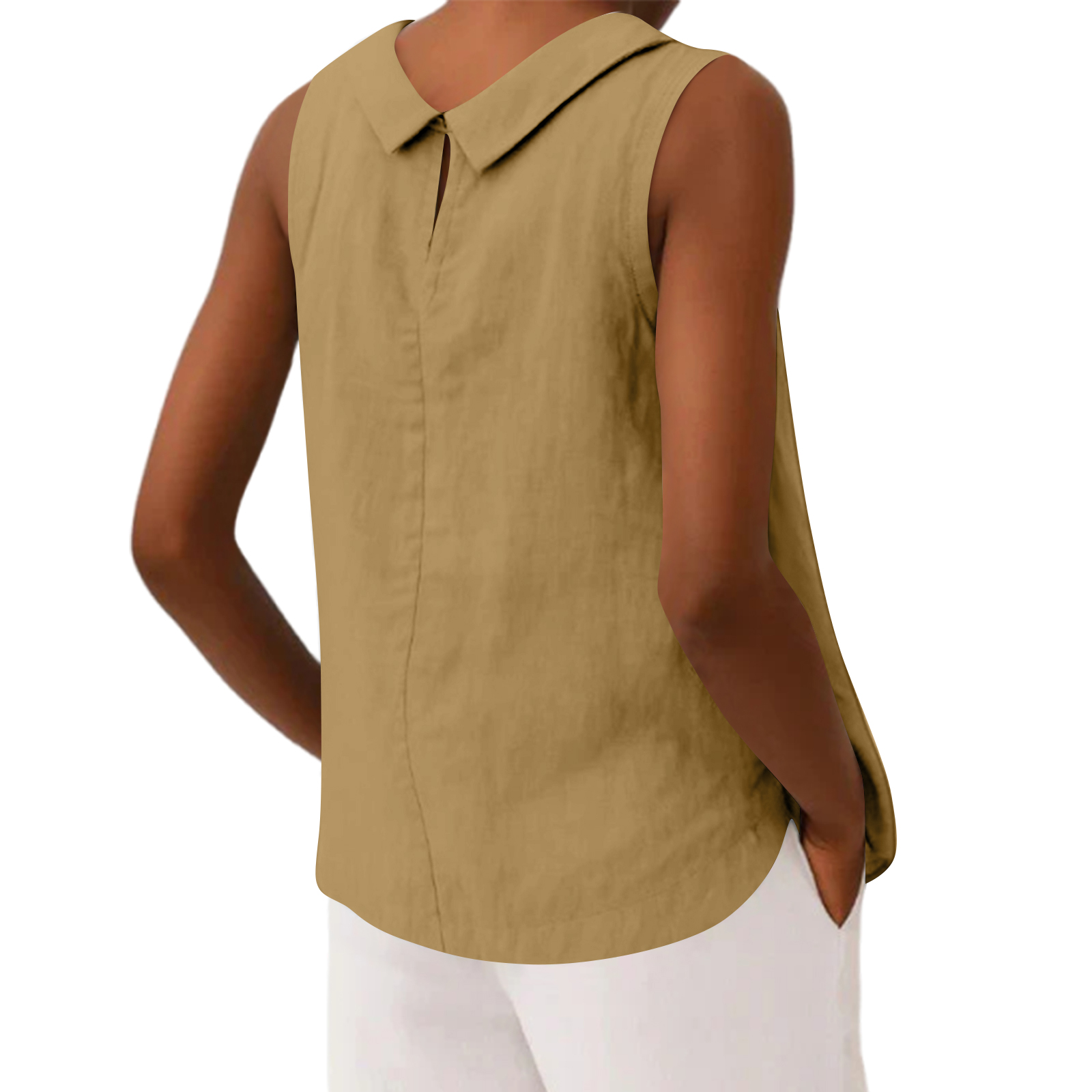 Tank Top Blouse Tee Cotton Lin - Crop Blouse Linen บทวิจารณ์และราคา