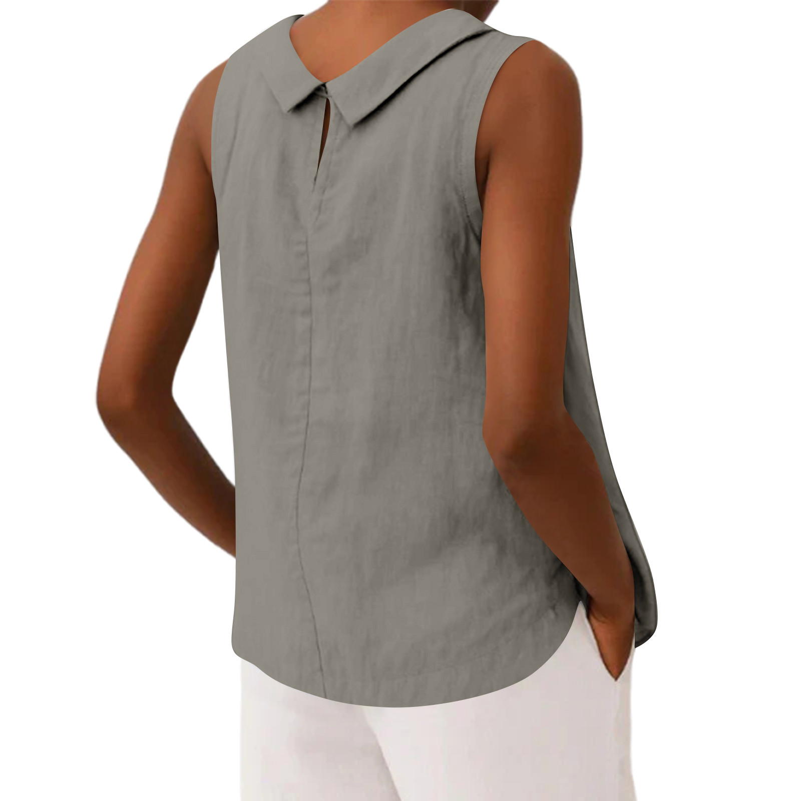 Tank Top Blouse Tee Cotton Lin - Crop Blouse Linen บทวิจารณ์และราคา