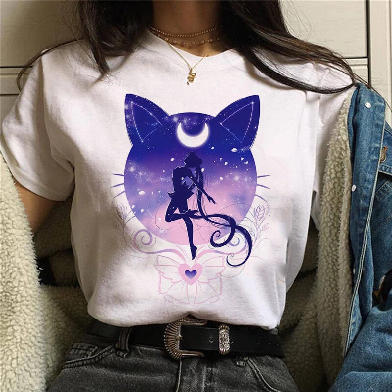 T Shirt 90s Anime Sailor Moon  - Summer Clothing Trends For Women บทวิจารณ์และราคา