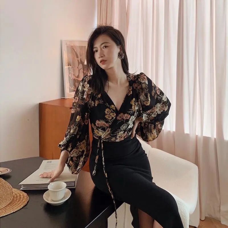 Japan Style Vintage Floral Blo - Crop Blouse Linen บทวิจารณ์และราคา