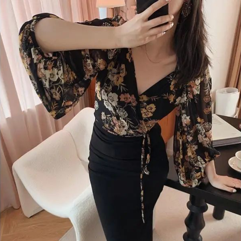 Japan Style Vintage Floral Blo - Crop Blouse Linen บทวิจารณ์และราคา