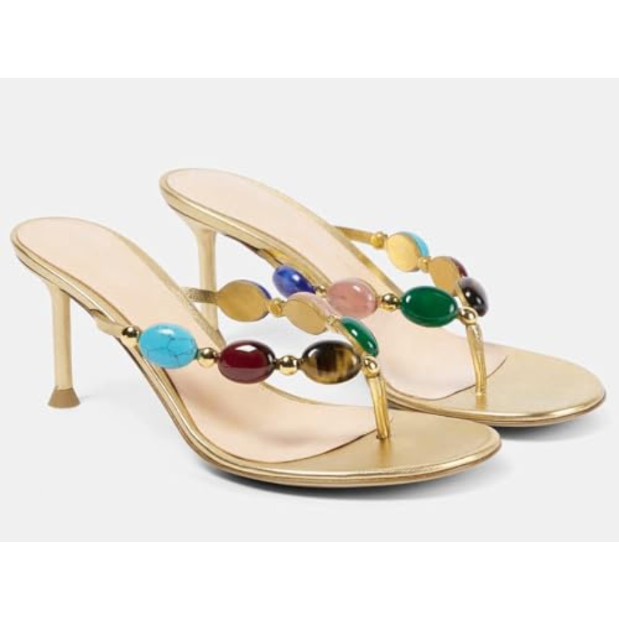 Coutgo Womens Jeweled Heeled S - Flip Flop Jeweled บทวิจารณ์และราคา