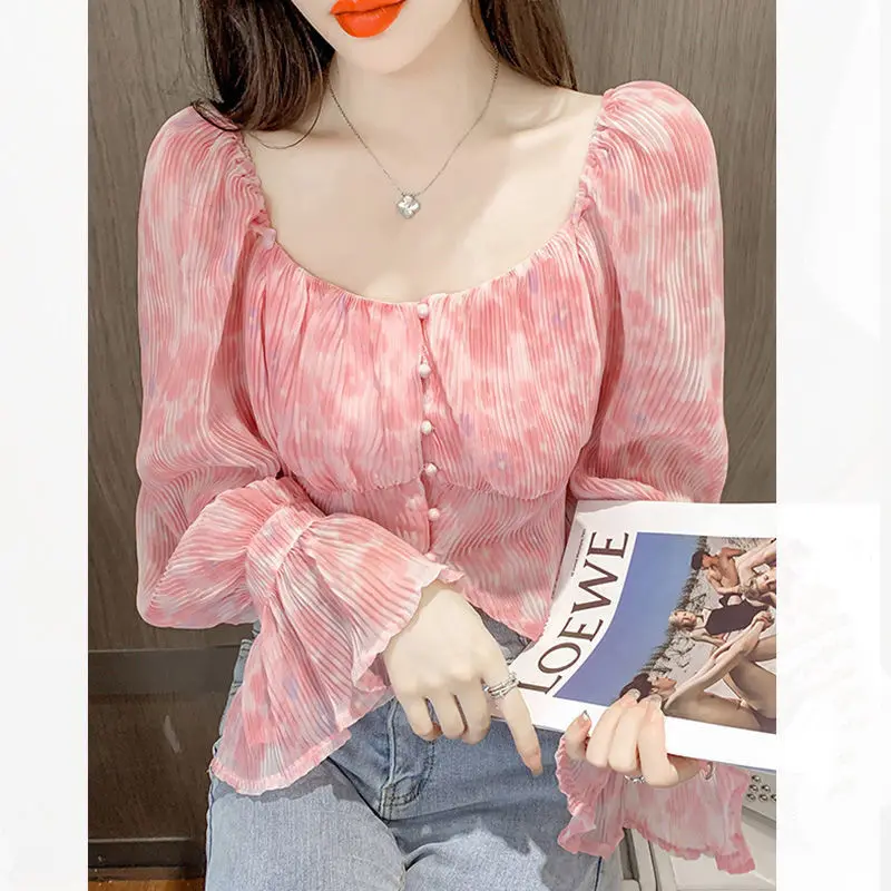 Sexy Kawaii Sweet Square Neck  - Crop Blouse Linen บทวิจารณ์และราคา