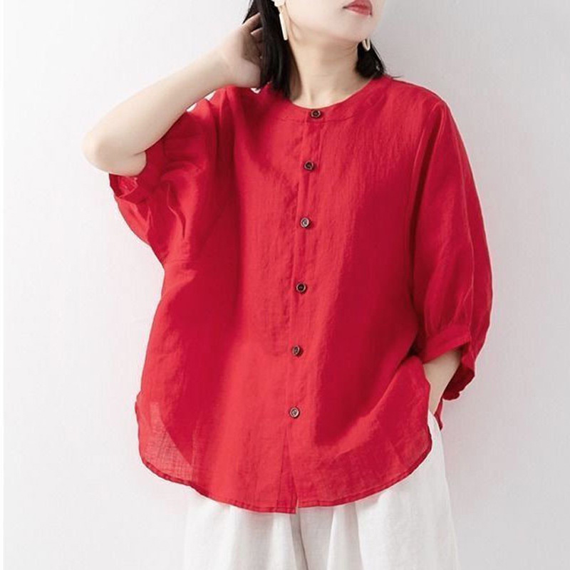 Cotton and linen shirt women's - Summer Clothing Linen บทวิจารณ์และราคา