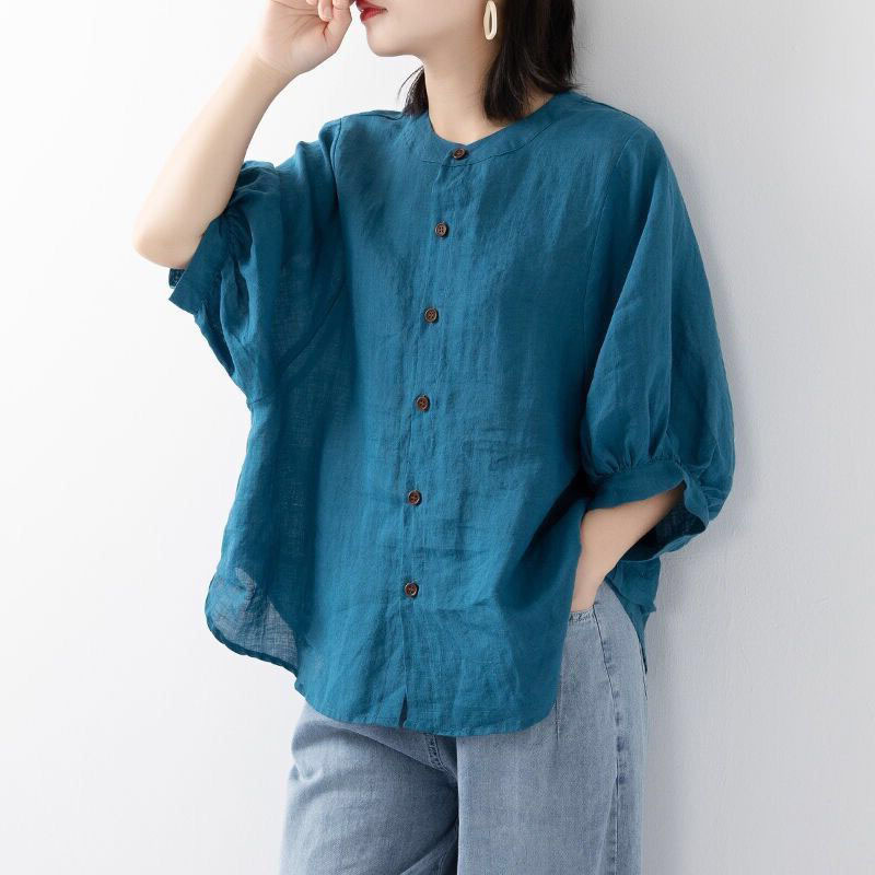 Cotton and linen shirt women's - Summer Clothing Linen บทวิจารณ์และราคา