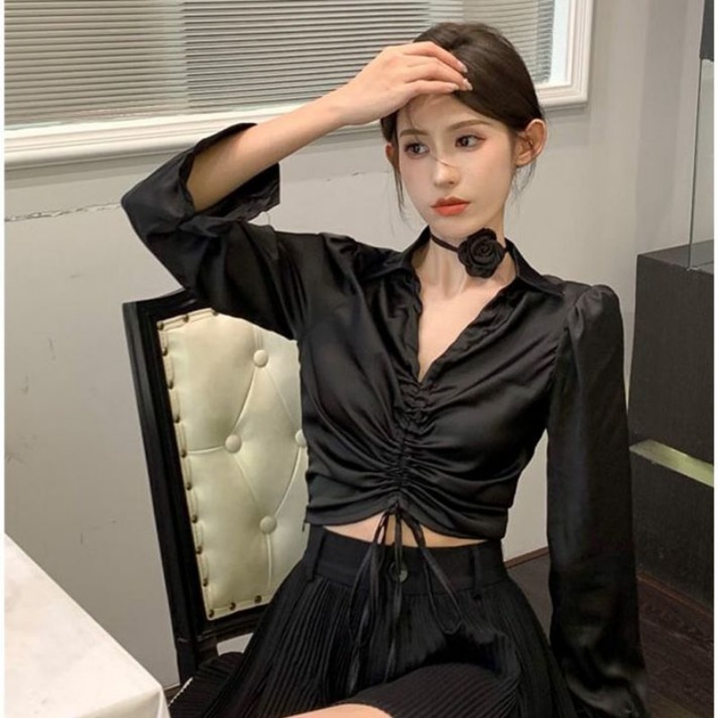 Sexy Blouses Women Pure Long S - Crop Blouse Linen บทวิจารณ์และราคา