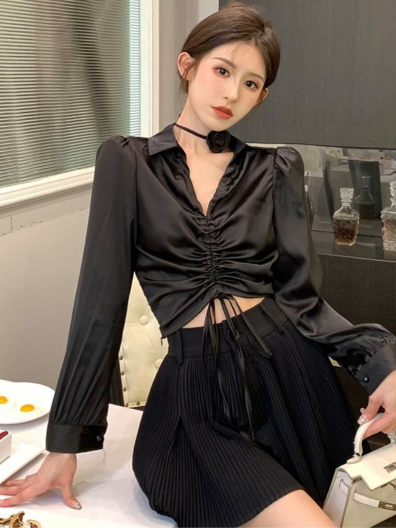 Sexy Blouses Women Pure Long S - Crop Blouse Linen บทวิจารณ์และราคา