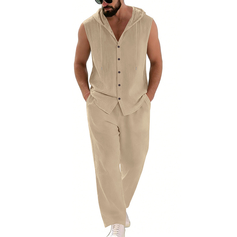 Men's Casual Linen Suit Hooded - Summer Clothing Sets บทวิจารณ์และราคา