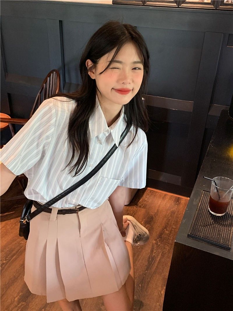 Shirts Women Bamboo-linen Blen - Crop Blouse Linen บทวิจารณ์และราคา