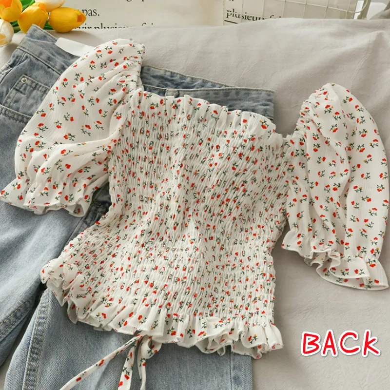 Blouses Shirts Women Floral Dr - Crop Blouse Linen บทวิจารณ์และราคา