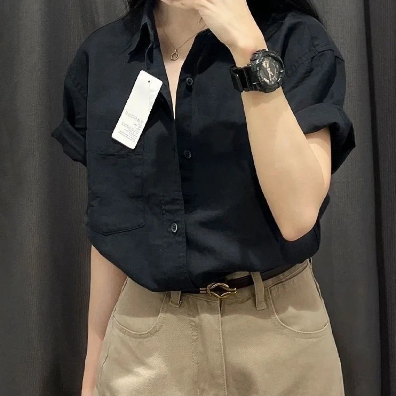 Korean Short Sleeve Polo Neck  - Summer Clothing Trends For Women บทวิจารณ์และราคา