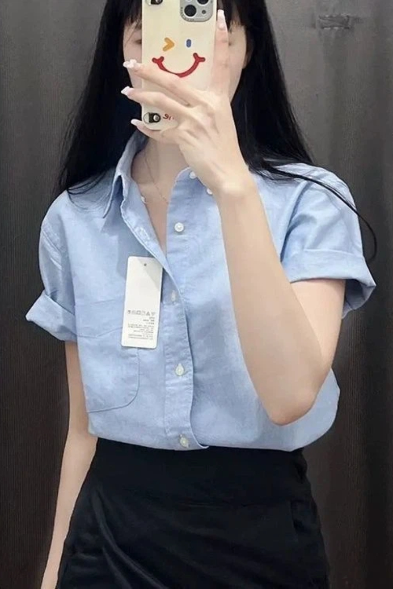 Korean Short Sleeve Polo Neck  - Summer Clothing Trends For Women บทวิจารณ์และราคา