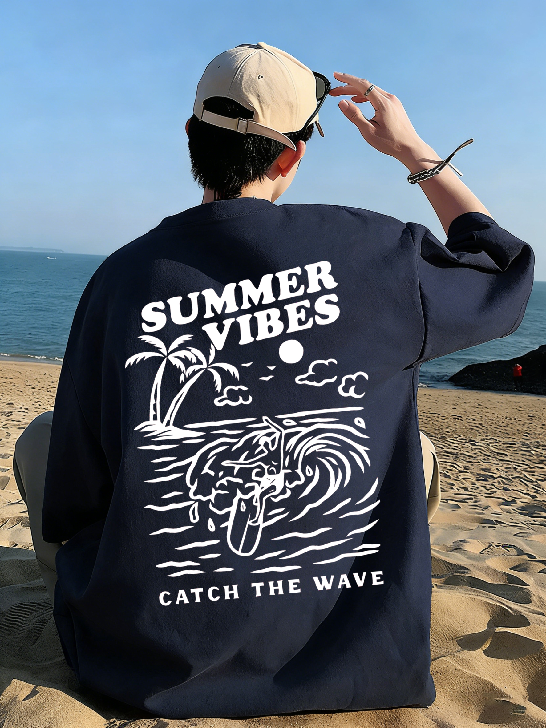 Summer Vibes Catch The Wave T- - Summer Clothing Vibes บทวิจารณ์และราคา