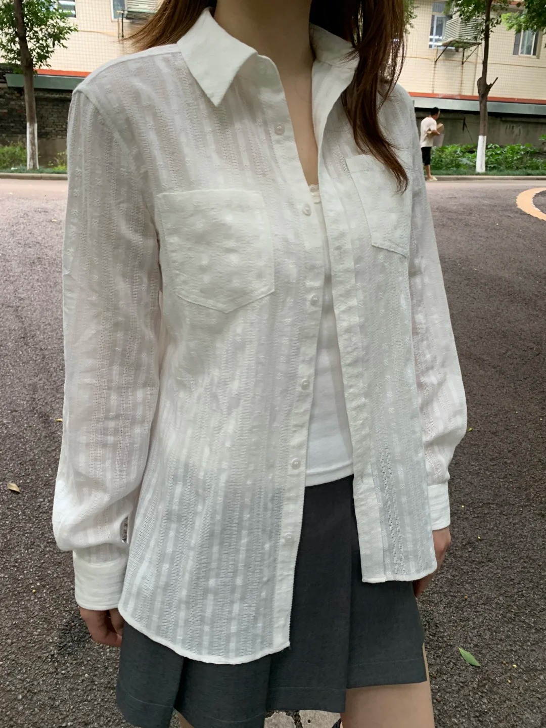 Linen Cotton Collar Buttons Bl - Crop Blouse Linen บทวิจารณ์และราคา
