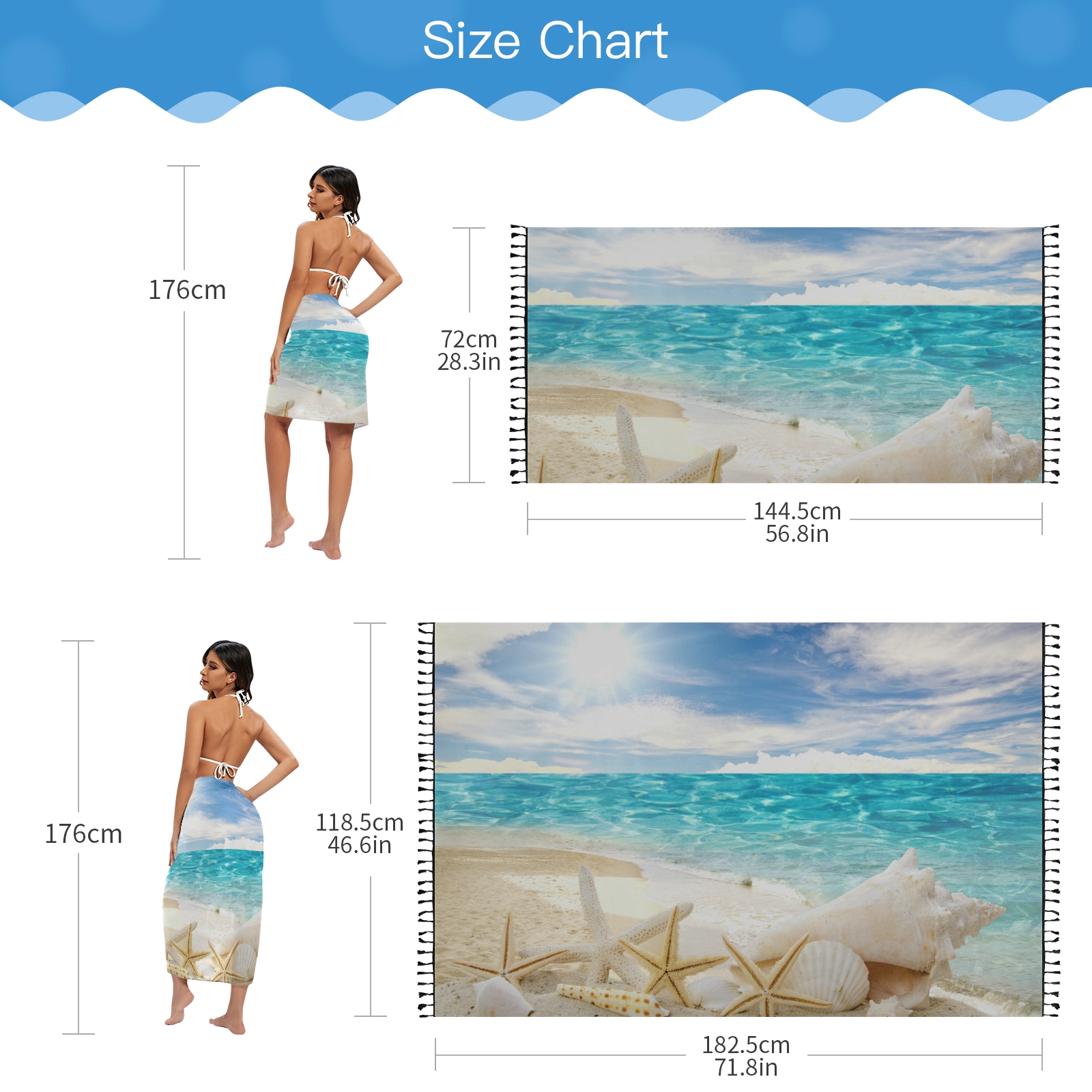 Sexy Women Chiffon Swimwear Pa - Sarong Pareo Wrap บทวิจารณ์และราคา