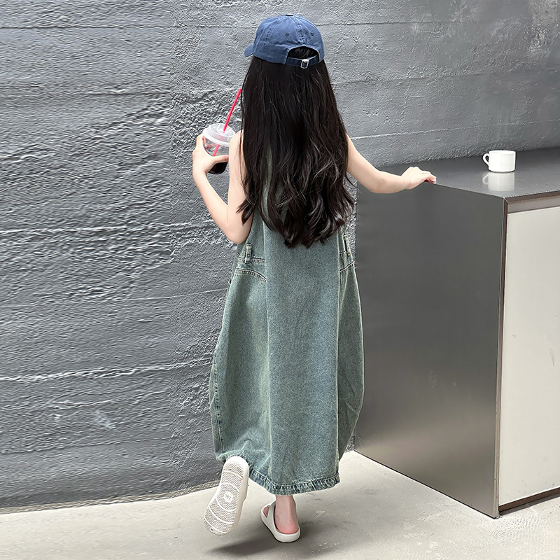 Vintage Blue Children Girls Hi - Summer Clothing Linen บทวิจารณ์และราคา